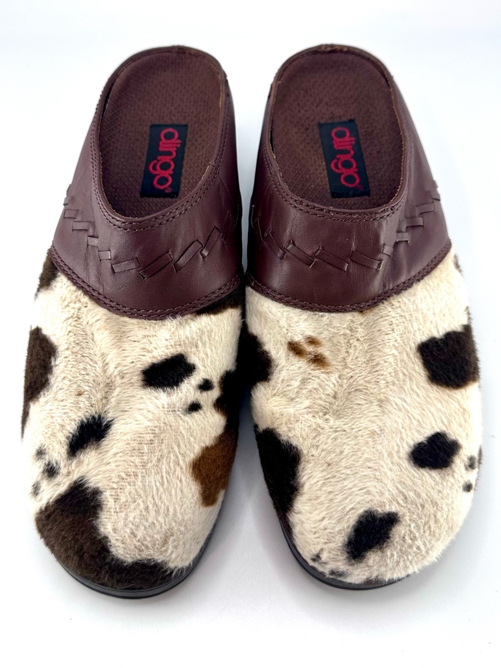 Dingo Cow Print Calf Hair Leather Clogs Mules Size 7.5 M Style DI02216